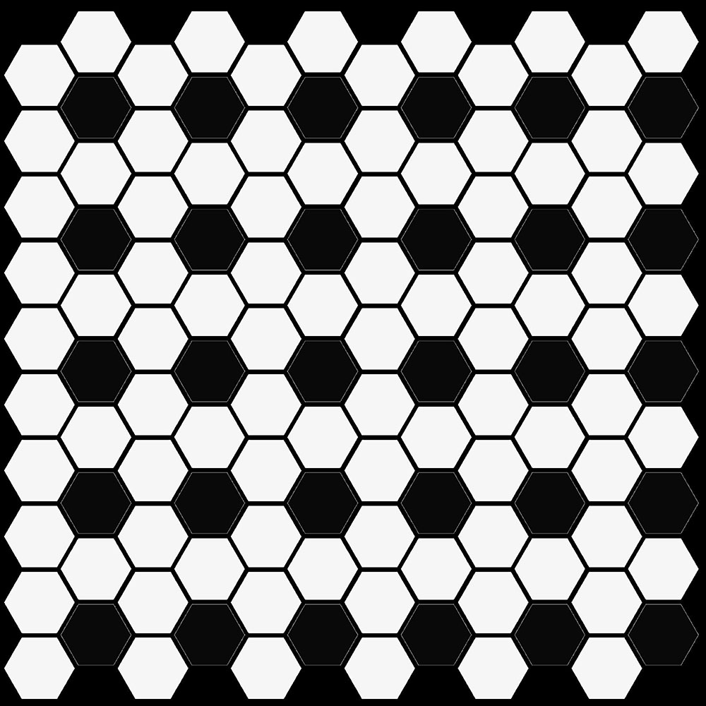 2.5X2.5 HEXAGON WHITE MIX MAT (NN) nR