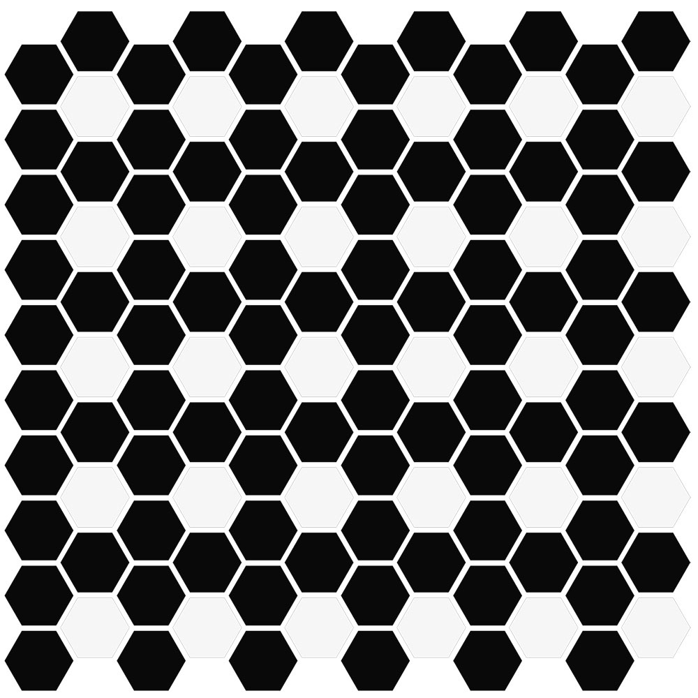 2.5X2.5 HEXAGON BLACK MIX MAT (NN) nR